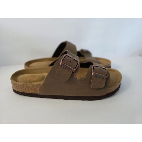 Birkenstock Cushionaire Lane Comfortable Leather Two Strap Footbed Sandals 8m - Picture 1 of 5
